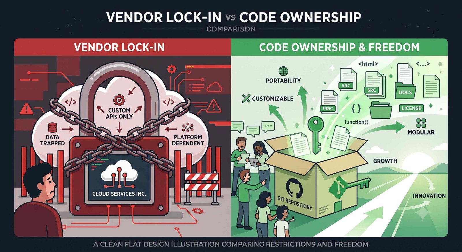 Code ownership comparison between Base44 and Lovable